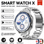 DT Watch X acier argenté + cuir marron + colle bleue Anglais