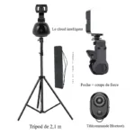 [La version phare n’a pas besoin de télécharger l’application] (suivez le cardan + trépied épaissi de 2,1 m + télécommande Bluetooth + sac de rangement + lampe de poche + clip vigoureux)