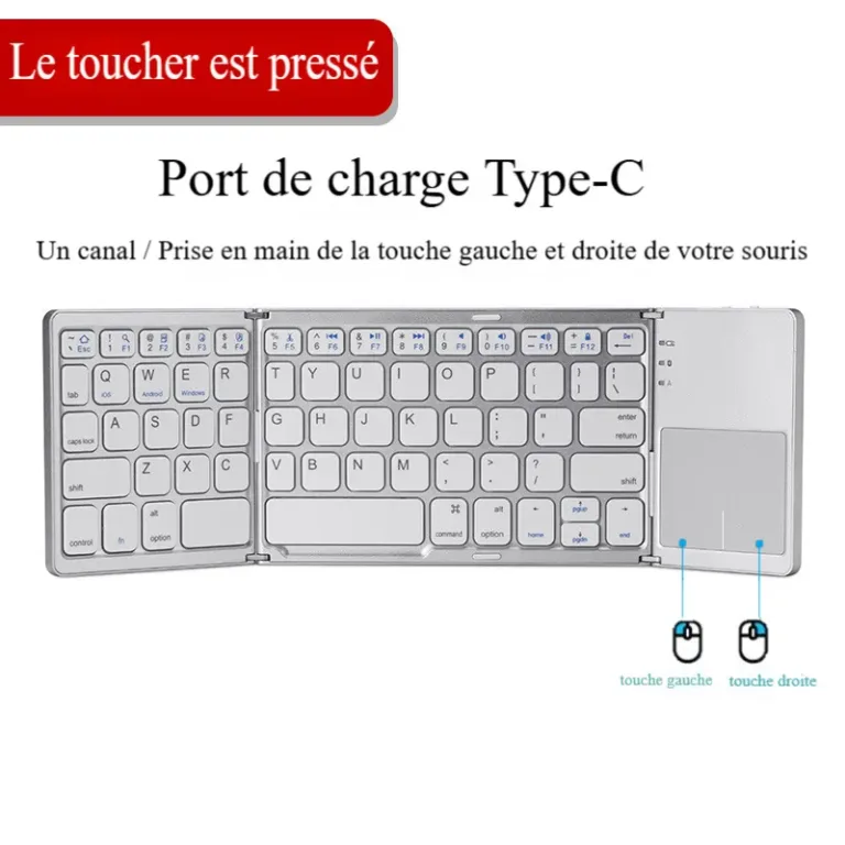 Clavier bluetooth pliable Type-c