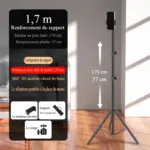【Trépied de 1,7 m】 Clip fendu + rotule + sac de rangement