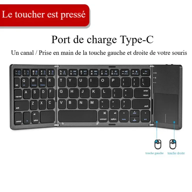 Clavier bluetooth pliable Type-c