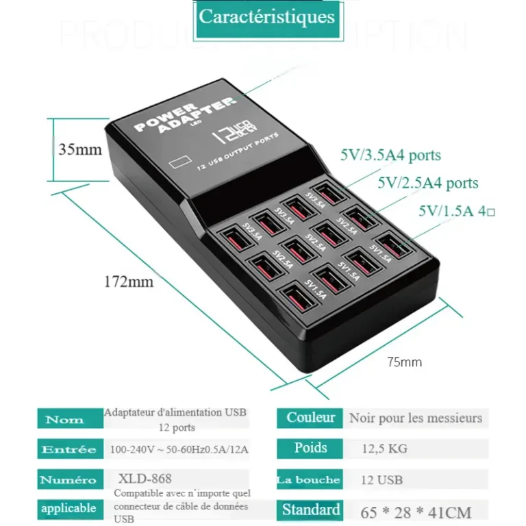 Adaptateur d'alimentation pour téléphone portable