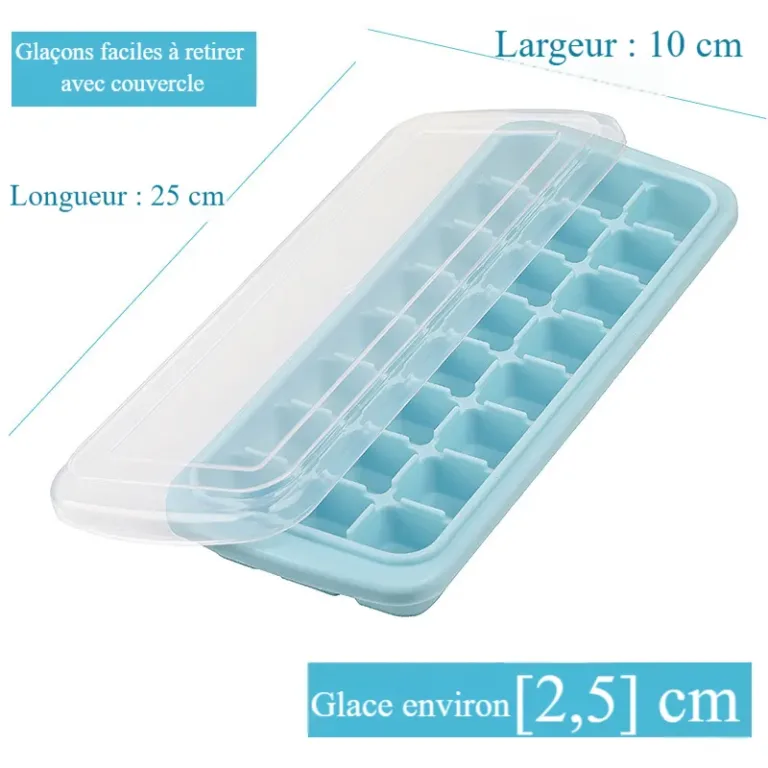 Bac à glaçons en silicone avec couvercle