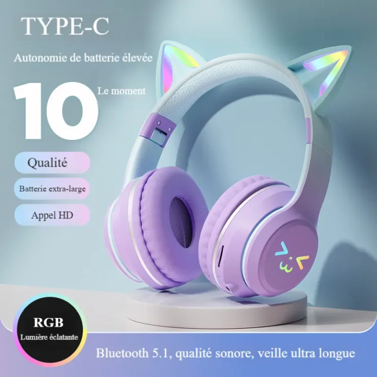 Casque Bluetooth sans fil monté sur la tête