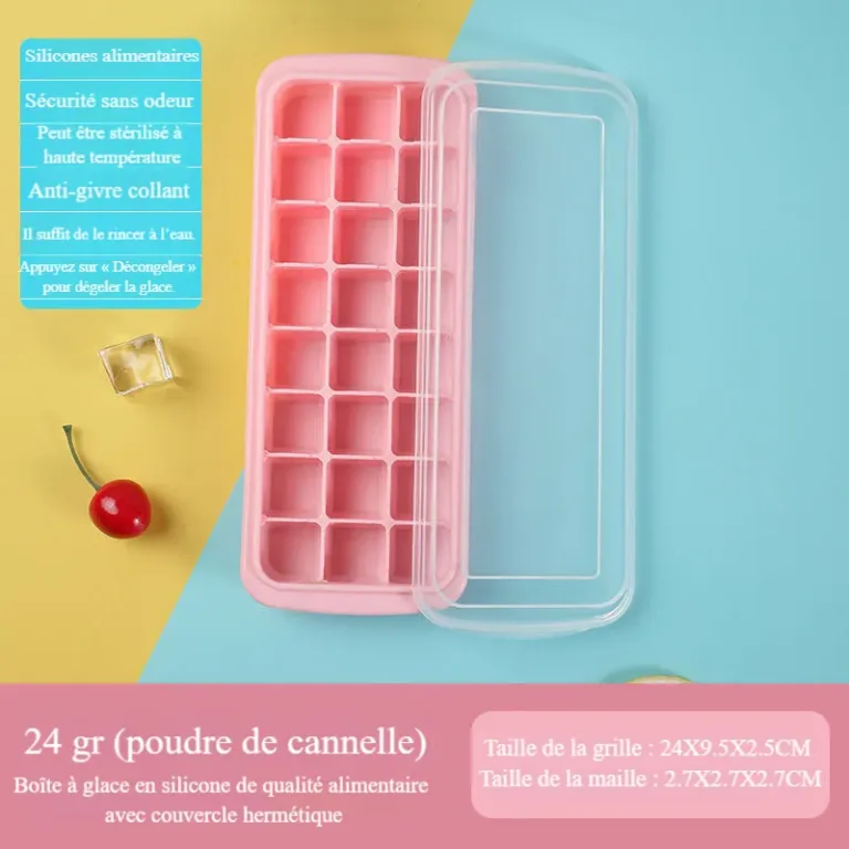 Bac à glaçons en silicone avec couvercle