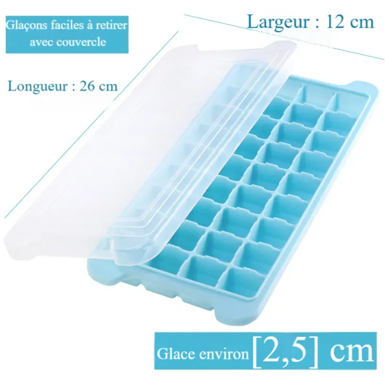 Bac à glaçons en silicone avec couvercle