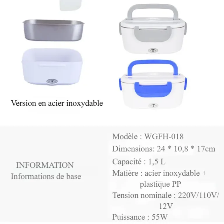 Boîte à lunch électrique domestique en acier inoxydable