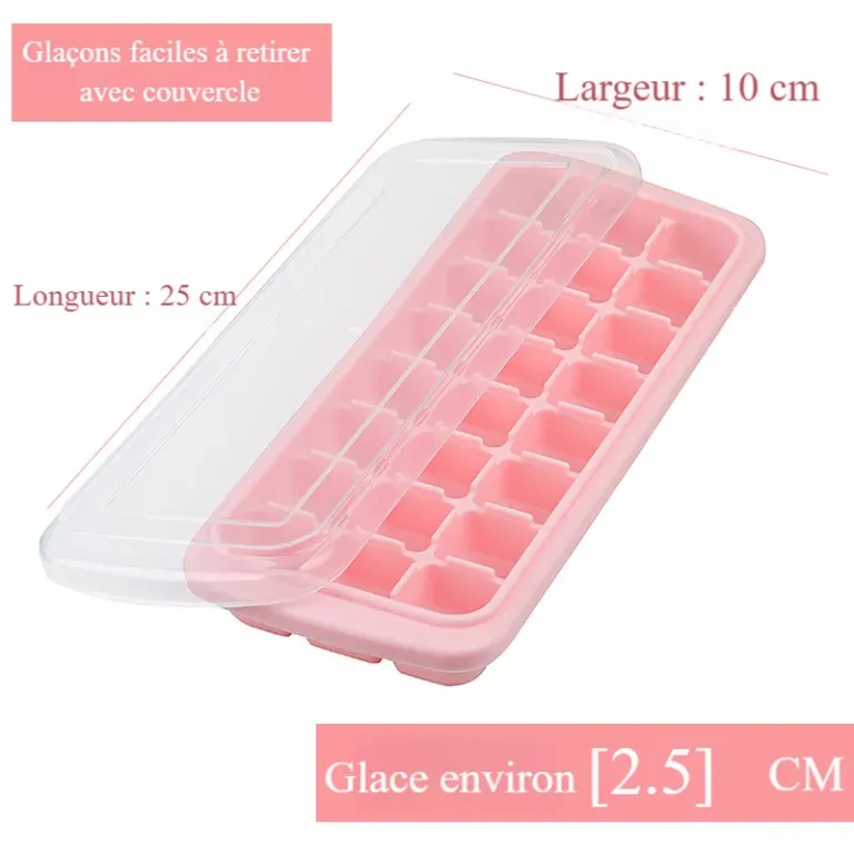 Bac à glaçons en silicone avec couvercle