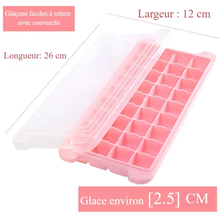 Bac à glaçons en silicone avec couvercle