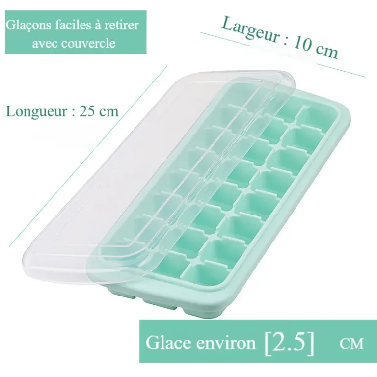 Bac à glaçons en silicone avec couvercle