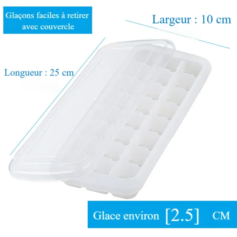 Bac à glaçons en silicone avec couvercle