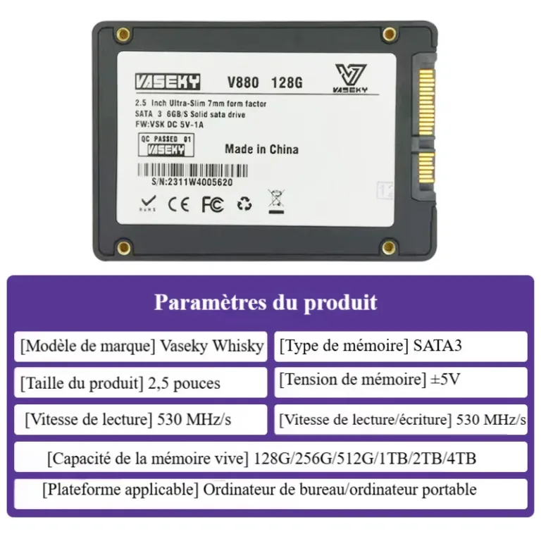 Disque SSD SATA3 - universel Vaseky