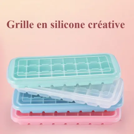 Bac à glaçons en silicone avec couvercle