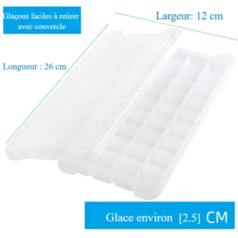 Bac à glaçons en silicone avec couvercle