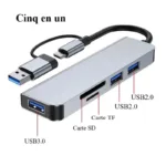 Type-C + USB vers carte SD TF + 3 USB