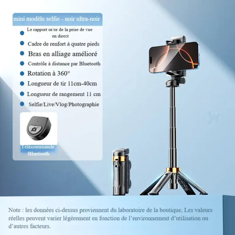 Perche à selfie ultra-mini avec télécommande Bluetooth
