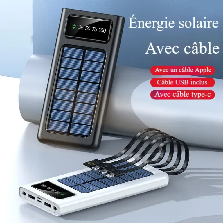Power-Bank Batterie externe solaire ultra-mince pratique