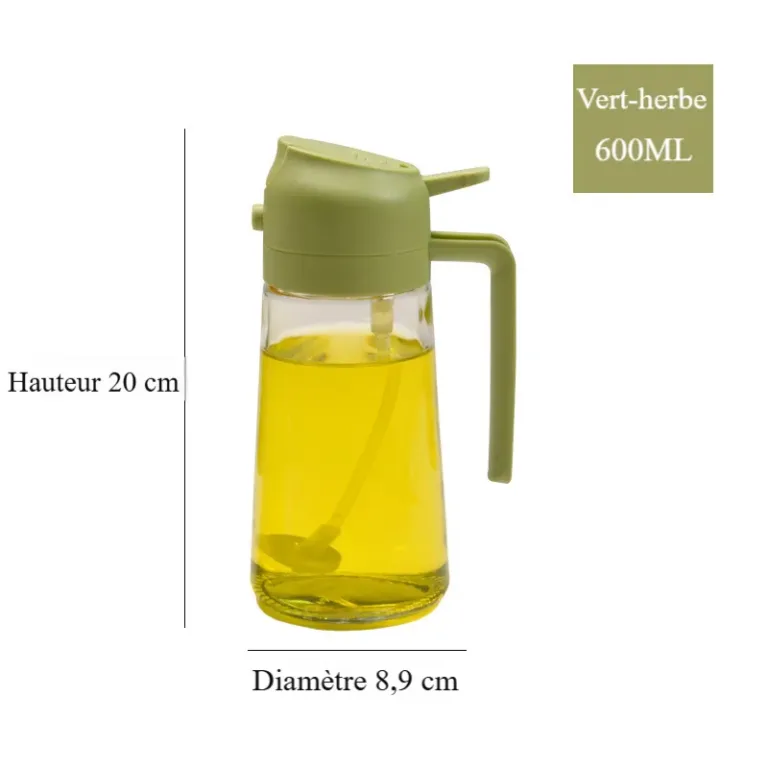 Bouteille d'huile en verre pouvant être versée et pulvérisée