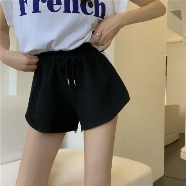 Short gaufré ample et décontracté pour femme