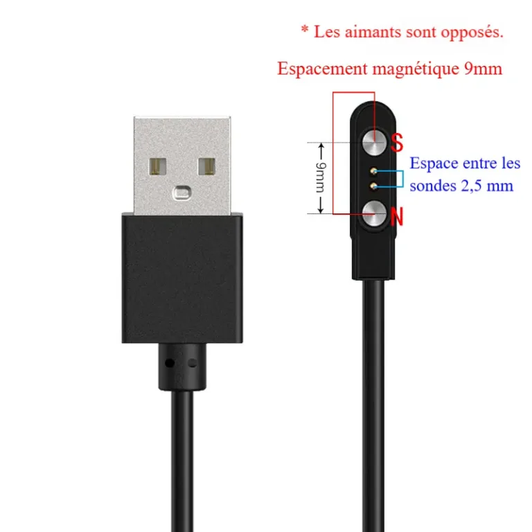 Câble de chargement magnétique pour montre connectée