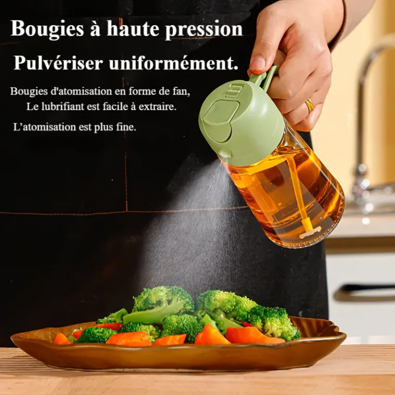 Bouteille d'huile en verre pouvant être versée et pulvérisée