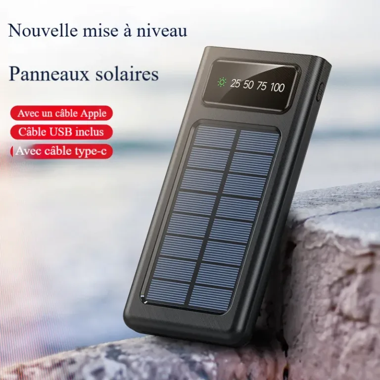 Power-Bank Batterie externe solaire ultra-mince pratique