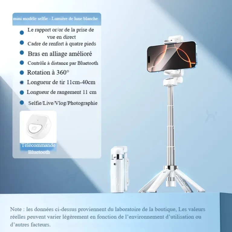 Perche à selfie ultra-mini avec télécommande Bluetooth