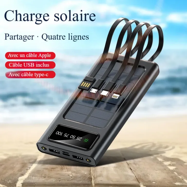 Power-Bank Batterie externe solaire ultra-mince pratique