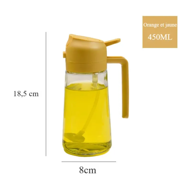 Bouteille d'huile en verre pouvant être versée et pulvérisée