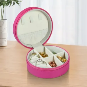 Cuir PU rond - rouge rose