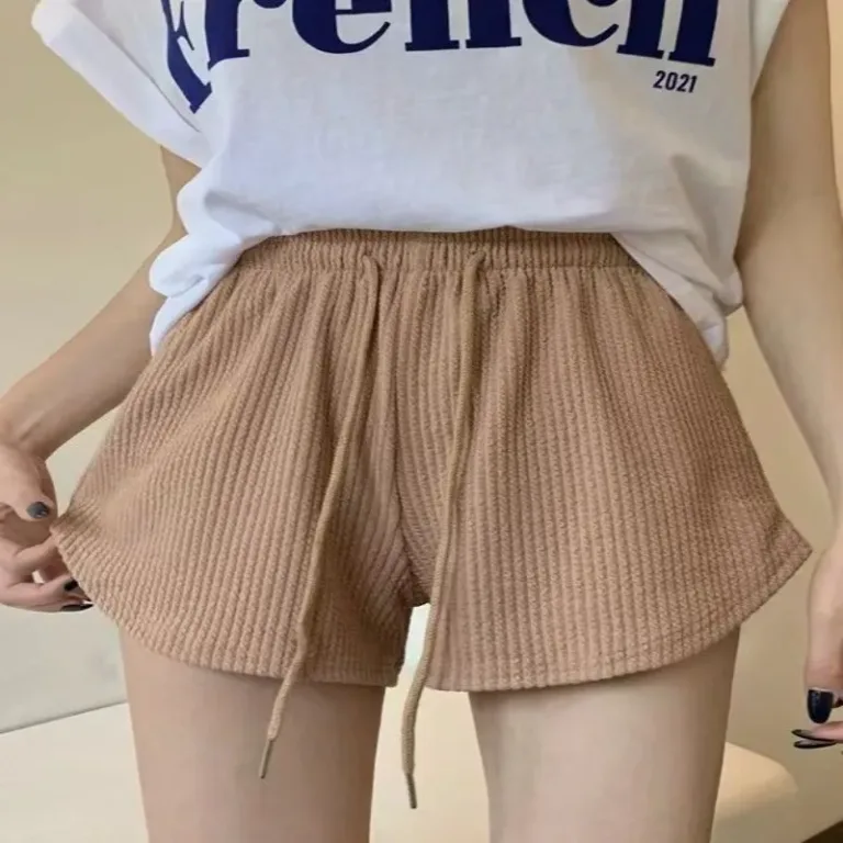 Short gaufré ample et décontracté pour femme