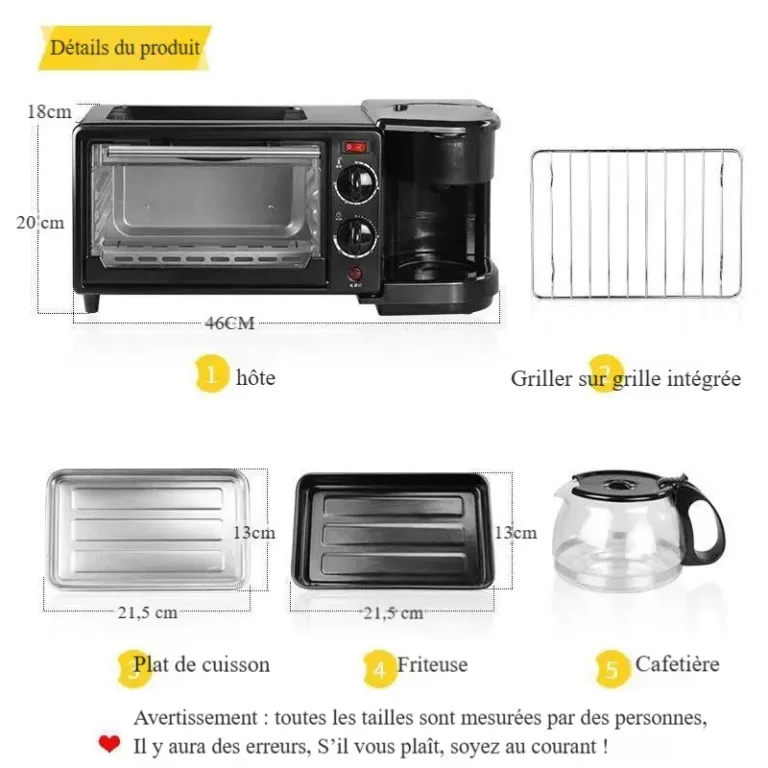 Machine à petit-déjeuner multifonctionnelle 3 en 1