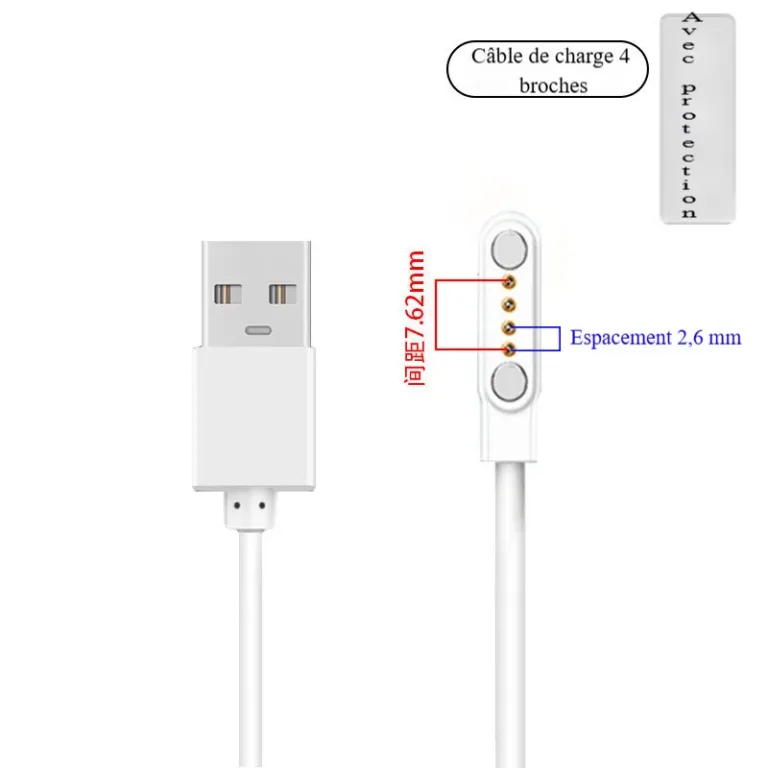 Câble de chargement magnétique pour montre connectée