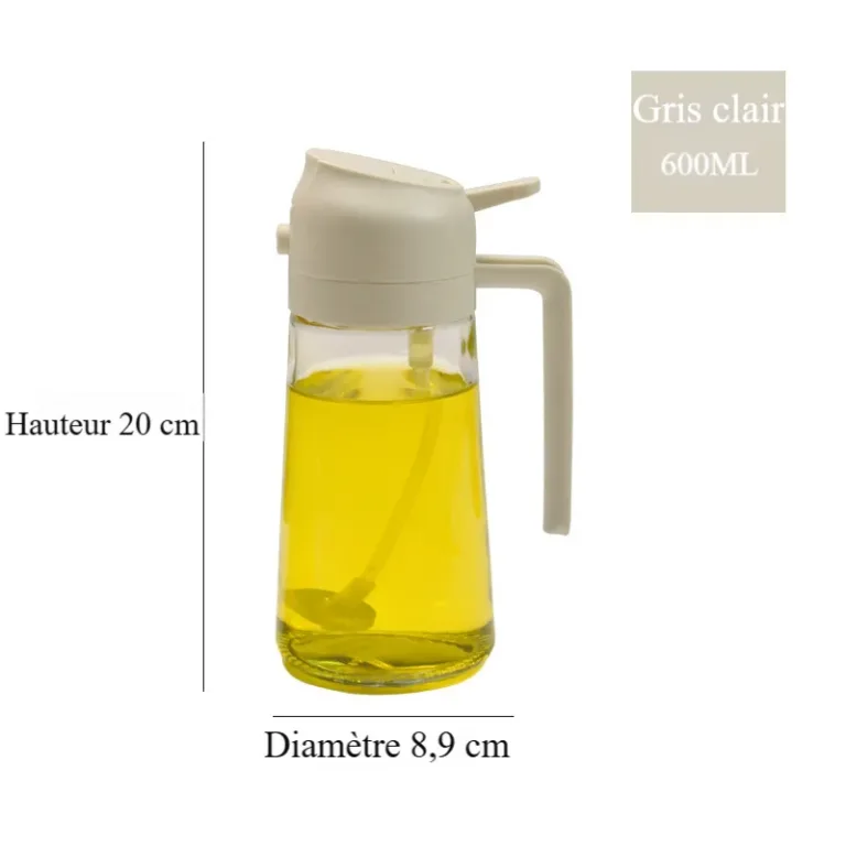 Bouteille d'huile en verre pouvant être versée et pulvérisée