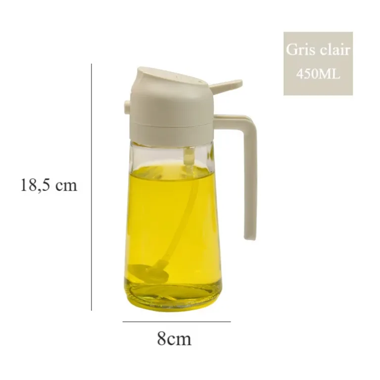 Bouteille d'huile en verre pouvant être versée et pulvérisée