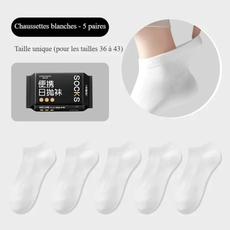 Chaussettes jetables en coton pour hommes et femmes