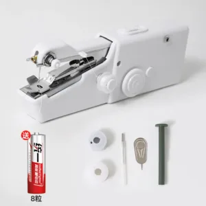 Machine à coudre blanche modèle standard + piles AA (8 pièces)