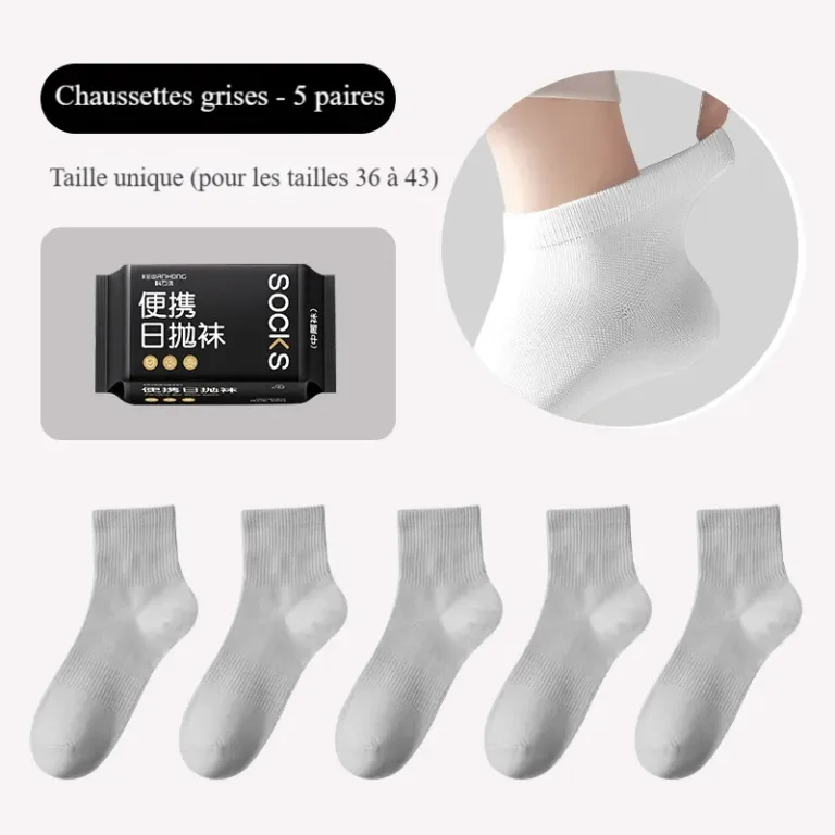 Chaussettes jetables en coton pour hommes et femmes