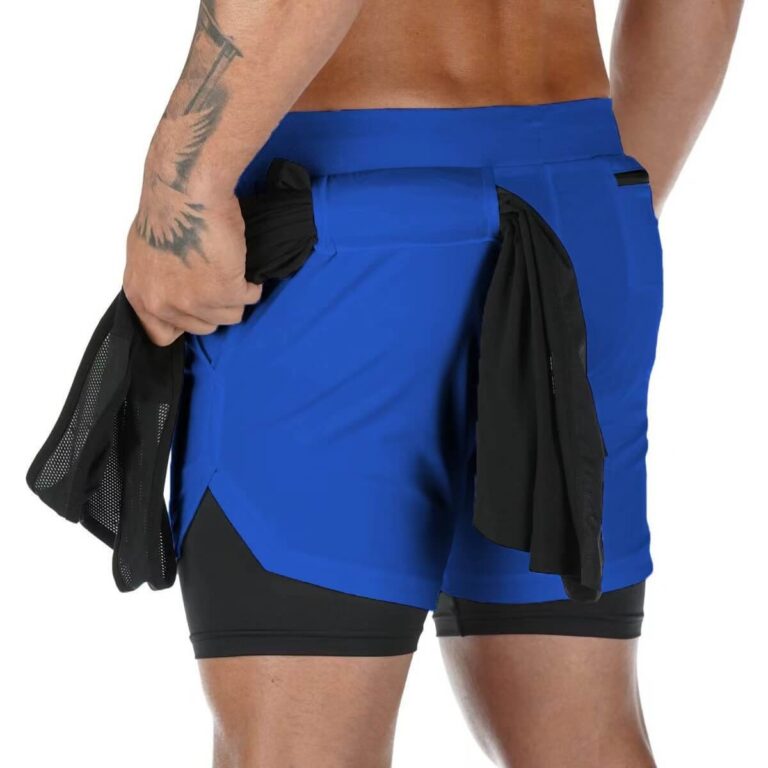 Short de sport 2-en-1 avec poche téléphone – Compression + Surshort