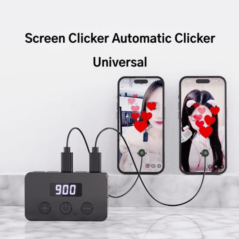 Clicker / Tapoteur d’écran automatique USB avec écran LED+ 3 pinces tapoteuses