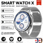 DT Watch X maille argentée + cuir marron + colle bleue Anglais